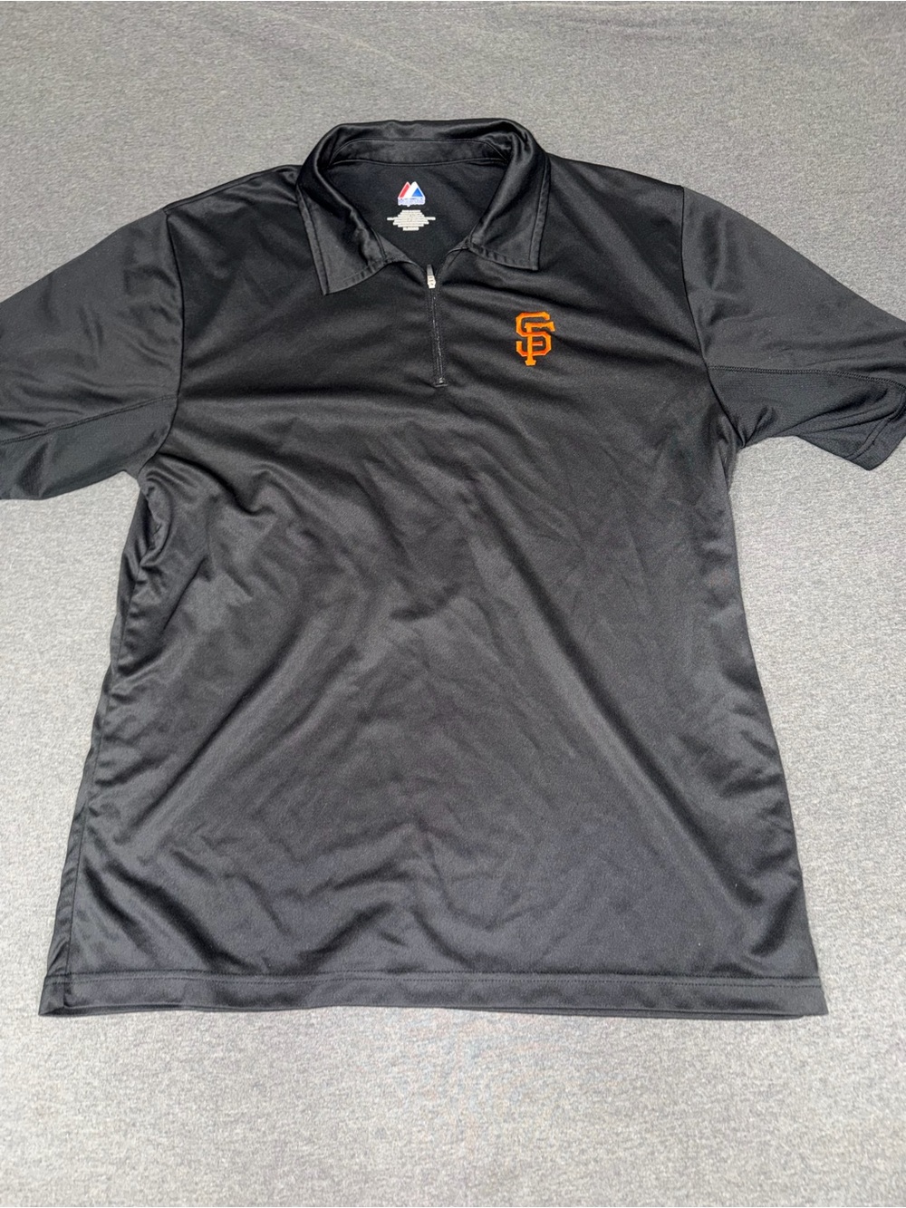 Men's Majestic Black San Francisco Giants MLB Polo Shirt with Orange SF Logo